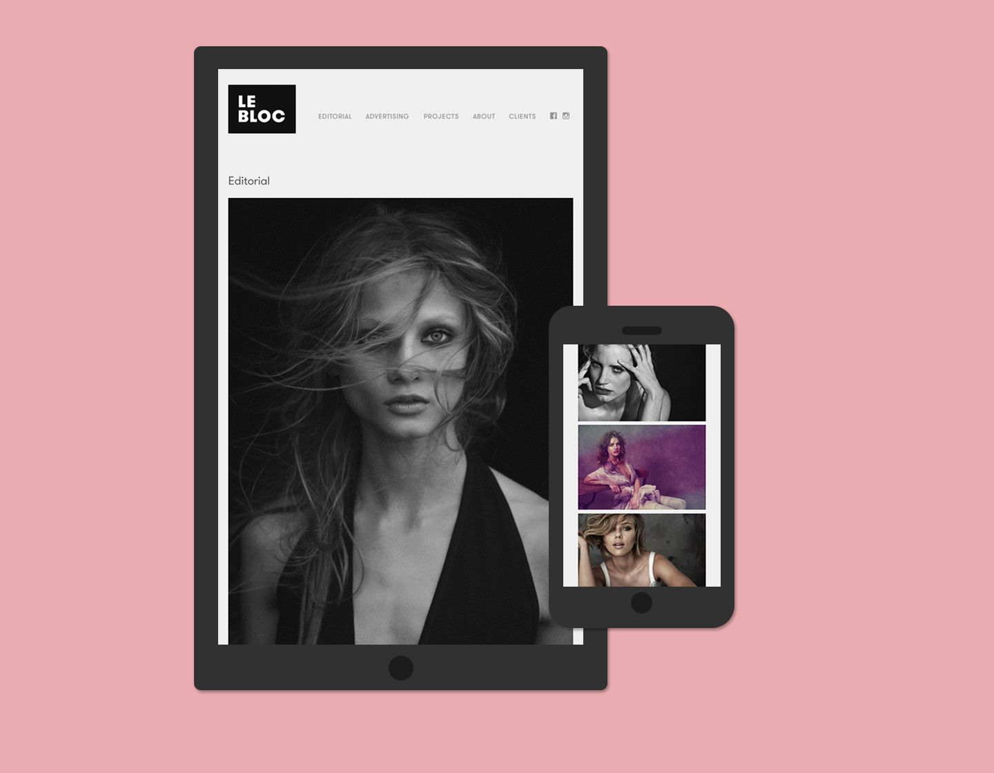 Le Bloc on tablet and mobile device